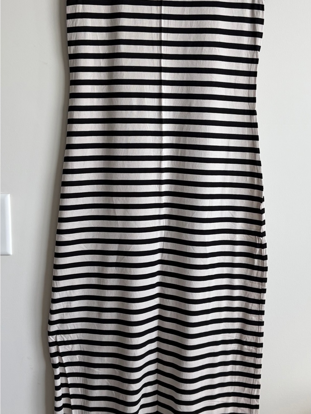 Casual Black and White Striped Long Dress